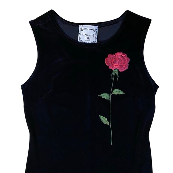 Vintage Dressing Clio Velvet Rose Bodycon Dress - PS - Picture 2 of 4